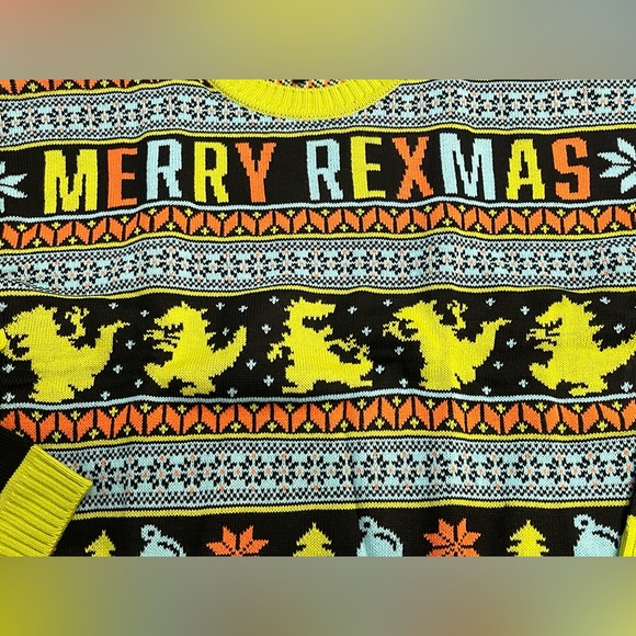 Rugrats Cheerful REX Holiday Knit Sweater w/ Scarf & Hat  Size Medium/Large - Picture 8 of 9